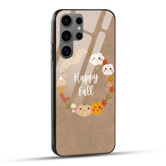 Samsung Galaxy S24 Ultra 5G Back Cover Brown Cute Happy Fall Printed Glass Case