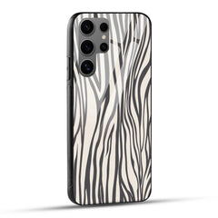 Samsung Galaxy S24 Ultra 5G Back Cover Gray And White Jebra Pattern Print Printed Glass Case