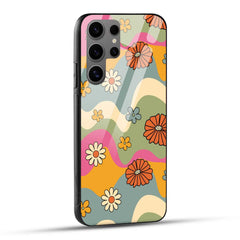 Samsung Galaxy S24 Ultra 5G Back Cover Retro Floral Print Printed Glass Case