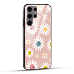 Samsung Galaxy S24 Ultra 5G Back Cover Seamless Smiley In Flower Art Printed Glass Case