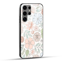 Samsung Galaxy S24 Ultra 5G Back Cover Retro White Floral Printed Glass Case