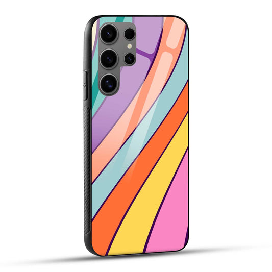 Samsung Galaxy S24 Ultra 5G Back Cover Curvy Rainbow Printed Glass Case
