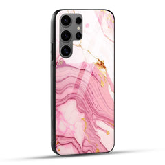 Samsung Galaxy S24 Ultra 5G Back Cover Pink White Marble Printed Glass Case