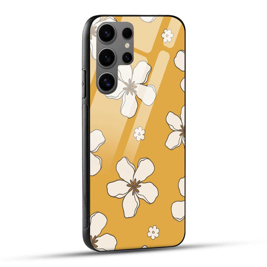 Samsung Galaxy S24 Ultra 5G Back Cover Retro Flowers Doodle Printed Glass Case