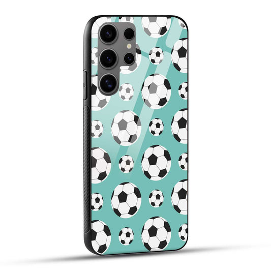 Samsung Galaxy S24 Ultra 5G Back Cover Football Doodle Printed Glass Case