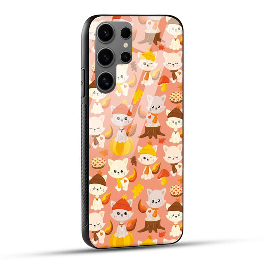 Samsung Galaxy S24 Ultra 5G Back Cover Cute Kittys Printed Glass Case