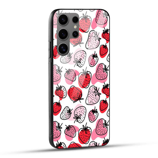 Samsung Galaxy S24 Ultra 5G Back Cover Doodle Of Strawberry  Printed Glass Case