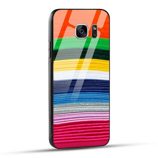 Samsung Galaxy S7 Back Cover Colourful Texture Stripes Glass Case