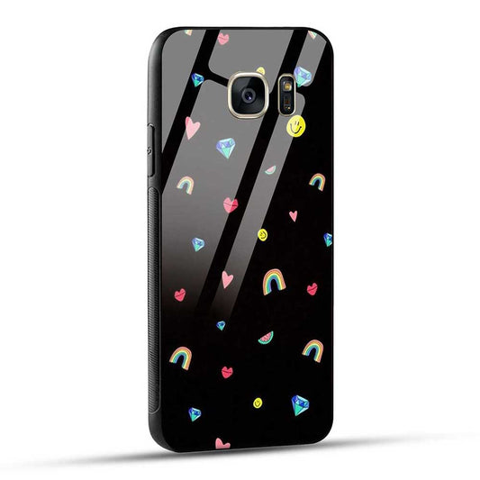 Samsung Galaxy S7 Back Cover Black Designer Glass Case