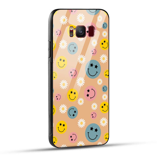 Samsung Galaxy S8 Back Cover Smiley And Flowers Printed Glass Case