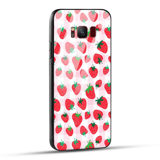 Samsung Galaxy S8 Back Cover Doodle Of Strawberries Printed Glass Case