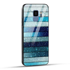 Samsung Galaxy S9 Back Cover Blue Glitter Glass Case