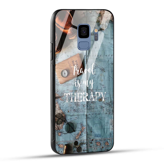 Samsung Galaxy S9 Back Cover Travel Is My Therapy Printed Glass Case