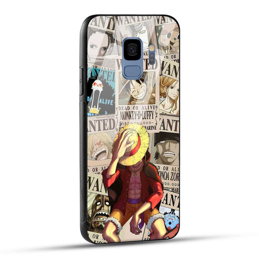 Samsung Galaxy S9 Back Cover Anime One Piece Wanted Luffy  Printed Glass Case