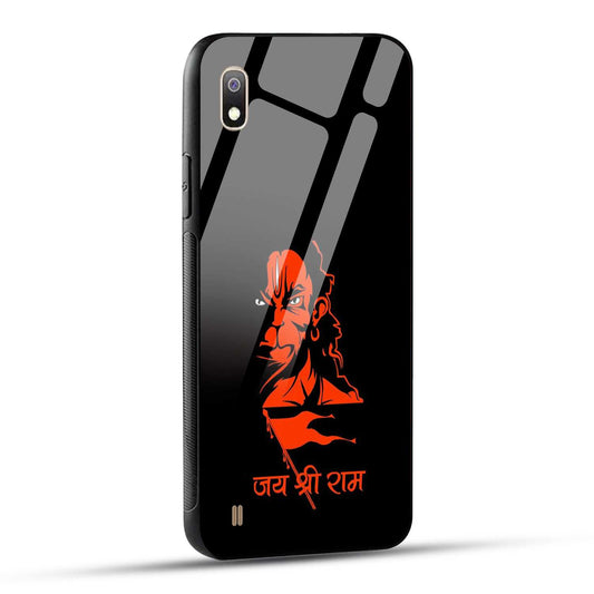 Samsung Galaxy A10 Back Cover Jay Shree Ram Bajrangballi Hanuman Printed Glass Case