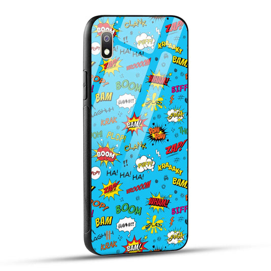 Samsung Galaxy A10 Back Cover Doodle Of Texts Printed Glass Case