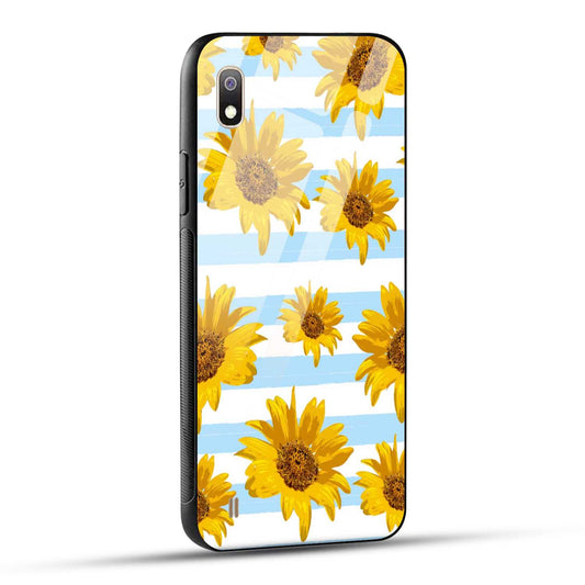 Samsung Galaxy A10 Back Cover Beautiful Sunflower Doodle Printed Glass Case