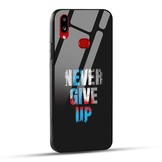 Samsung Galaxy A10s / Samsung Galaxy M01s Back Cover Never Give Up Quote Printed Glass Case