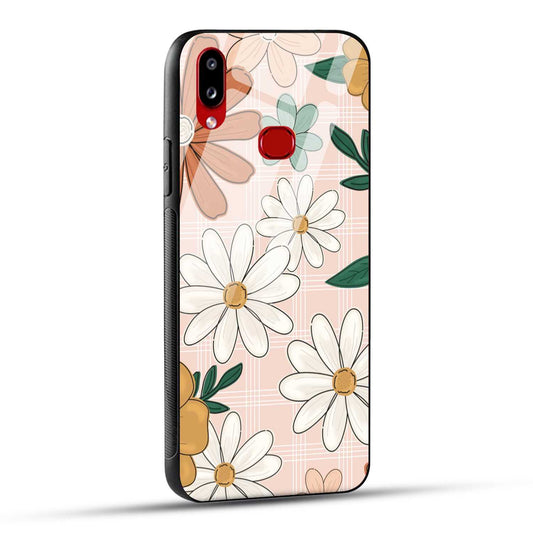 Samsung Galaxy A10s / Samsung Galaxy M01s Back Cover Retro Flower Art Printed Glass Case