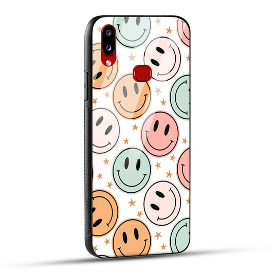 Samsung Galaxy A10s / Samsung Galaxy M01s Back Cover Smiling Flowers And Stars Printed Glass Case