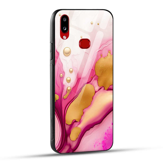 Samsung Galaxy A10s / Samsung Galaxy M01s Back Cover Golden Marble Printed Glass Case