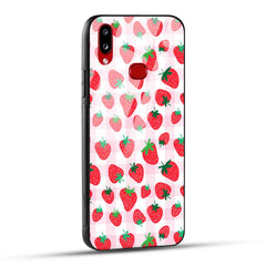 Samsung Galaxy A10s / Samsung Galaxy M01s Back Cover Doodle Of Strawberries Printed Glass Case