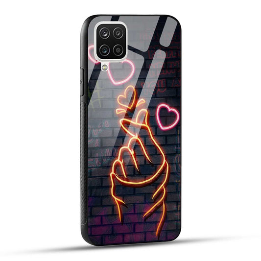 Samsung Galaxy A12 / M12 / F12 Back Cover Swag Cute Hearts Printed Glass Case