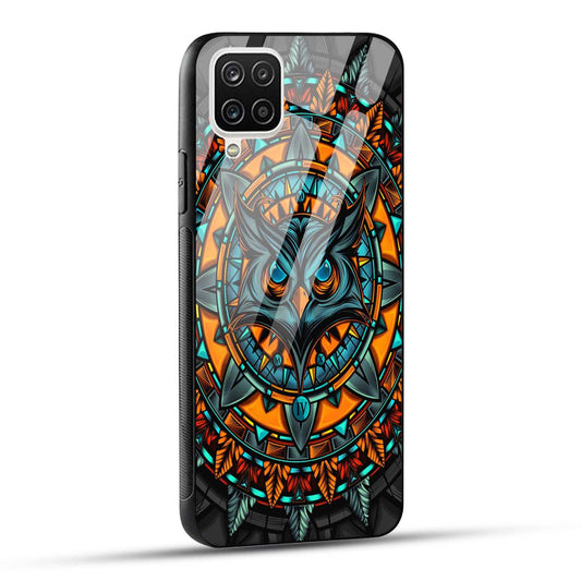 Samsung Galaxy A12 / M12 / F12 Back Cover Attractive Owl Printed Glass Case