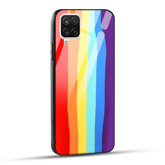 Samsung Galaxy A12 / M12 / F12 Back Cover Rainbow Color Printed Glass Case
