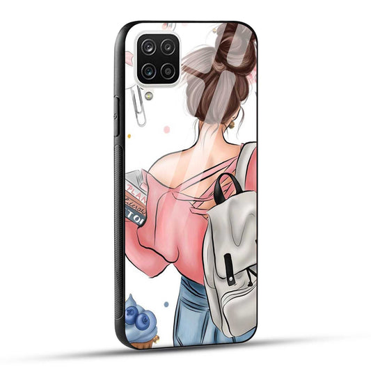 Samsung Galaxy A12 / M12 / F12 Back Cover Padhaku Girl Printed Glass Case