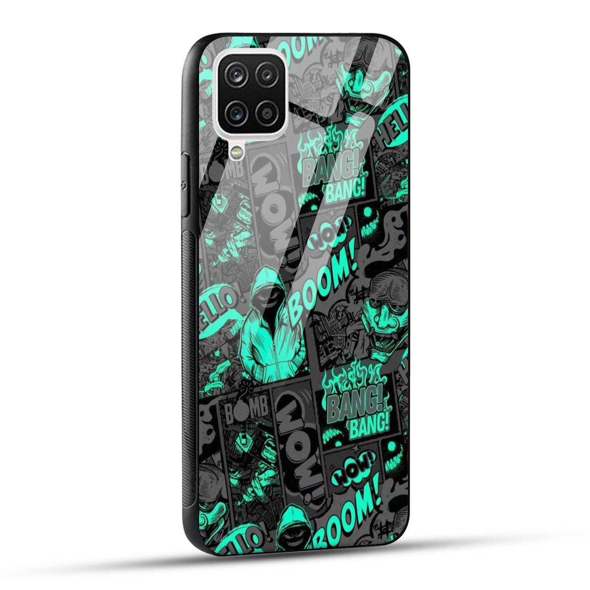 Samsung Galaxy A12 / M12 / F12 Back Cover Boom Printed Glass Case