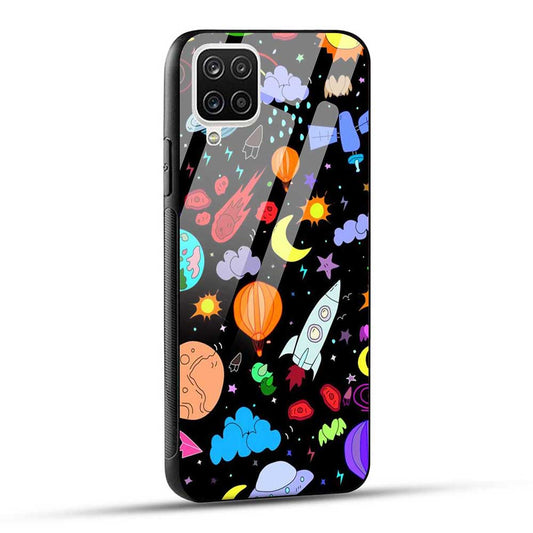 Samsung Galaxy A12 / M12 / F12 Back Cover Alien Galaxy Glass Case