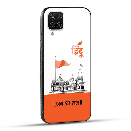 Samsung Galaxy A12 / M12 / F12 Back Cover Jai Shree Ram Mandir Art Printed Glass Case