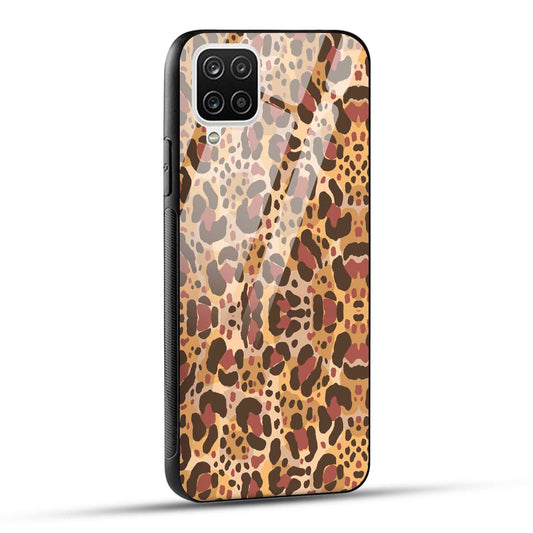 Samsung Galaxy A12 / M12 / F12 Back Cover Unique Brown Texture Printed Glass Case