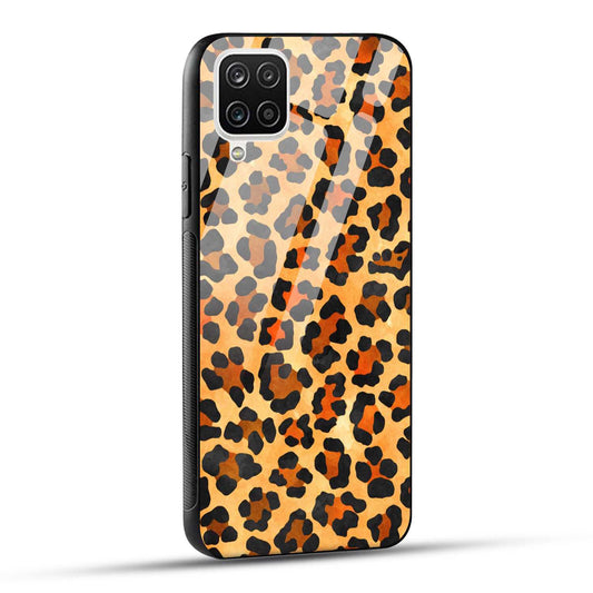 Samsung Galaxy A12 / M12 / F12 Back Cover Leopard Pattern Printed Glass Case