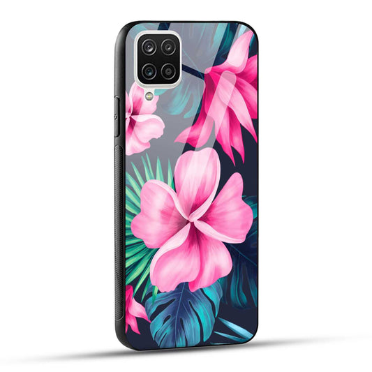 Samsung Galaxy A12 / M12 / F12 Back Cover Retro Flowers  Printed Glass Case