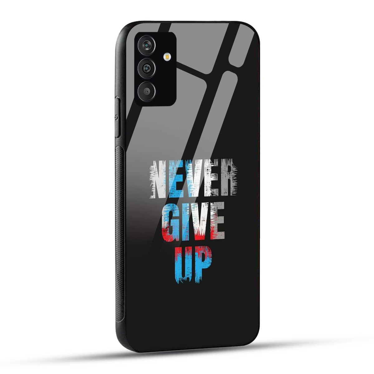 Samsung Galaxy A34 5G Back Cover Never Give Up Quote Printed Glass Case