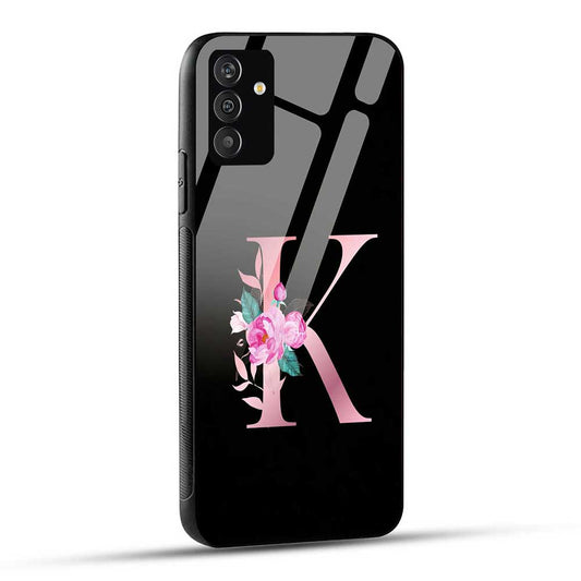 Samsung Galaxy A34 5G Back Cover K Alphabet Pink Floral Name Initial Letter Glass Case