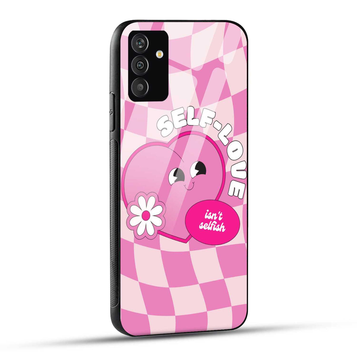 Samsung Galaxy S24 Plus 5G Back Cover Pink White Happy Hippie Self Love Motivational Printed Glass Case