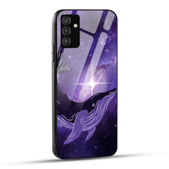Samsung Galaxy S24 5G Back Cover Purple Whale In Outer Space Printed Glass Case