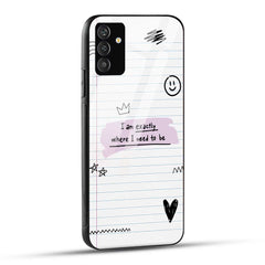 Samsung Galaxy A05s Back Cover Motivational Quote On Notebook Paper Printed Glass Case