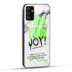 Samsung Galaxy A05s Back Cover White Green Grunge Find Your Joy Printed Glass Case
