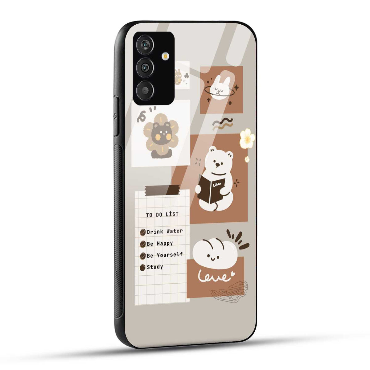 Samsung Galaxy A05s Back Cover Beige Brown Playful Illustration Printed Glass Case