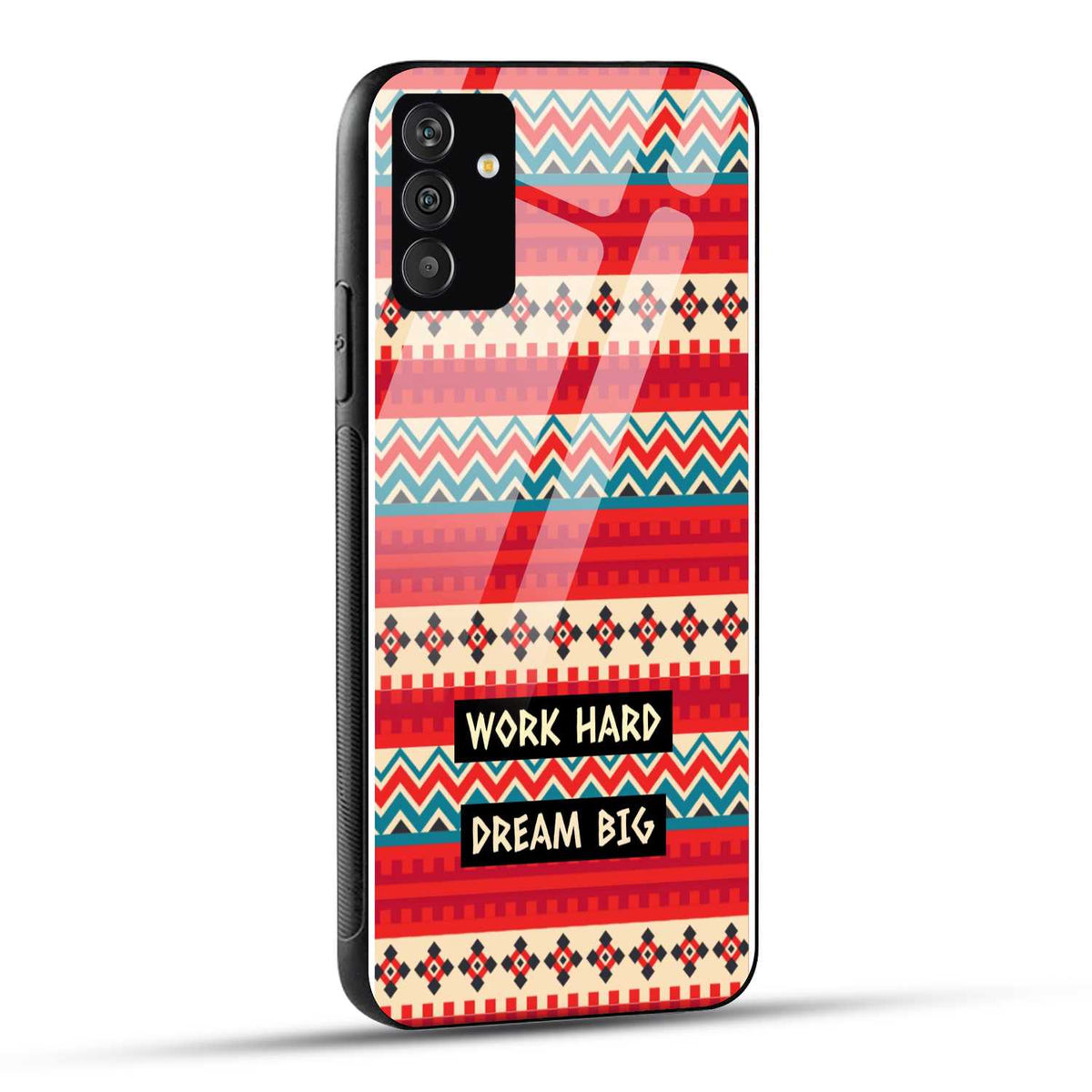 Samsung Galaxy A05s Back Cover Modern Patterns And A Work Hard Quote Printed Glass Case