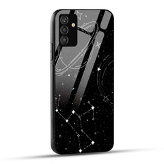 Samsung Galaxy S24 5G Back Cover Black Line Illustration Outer Space Printed Glass Case