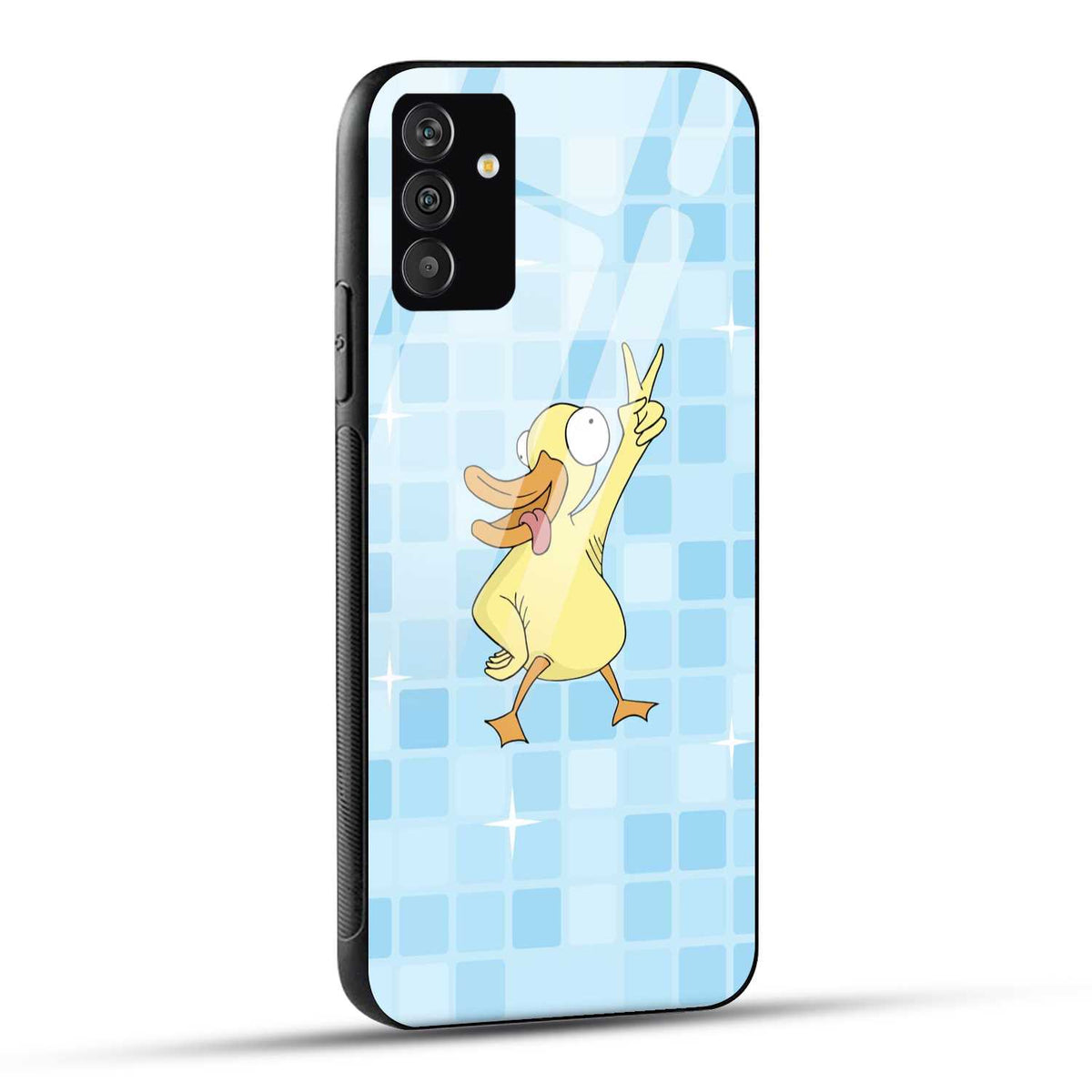 Samsung Galaxy A05s Back Cover Blue Yellow Illustrated Duck Printed Glass Case