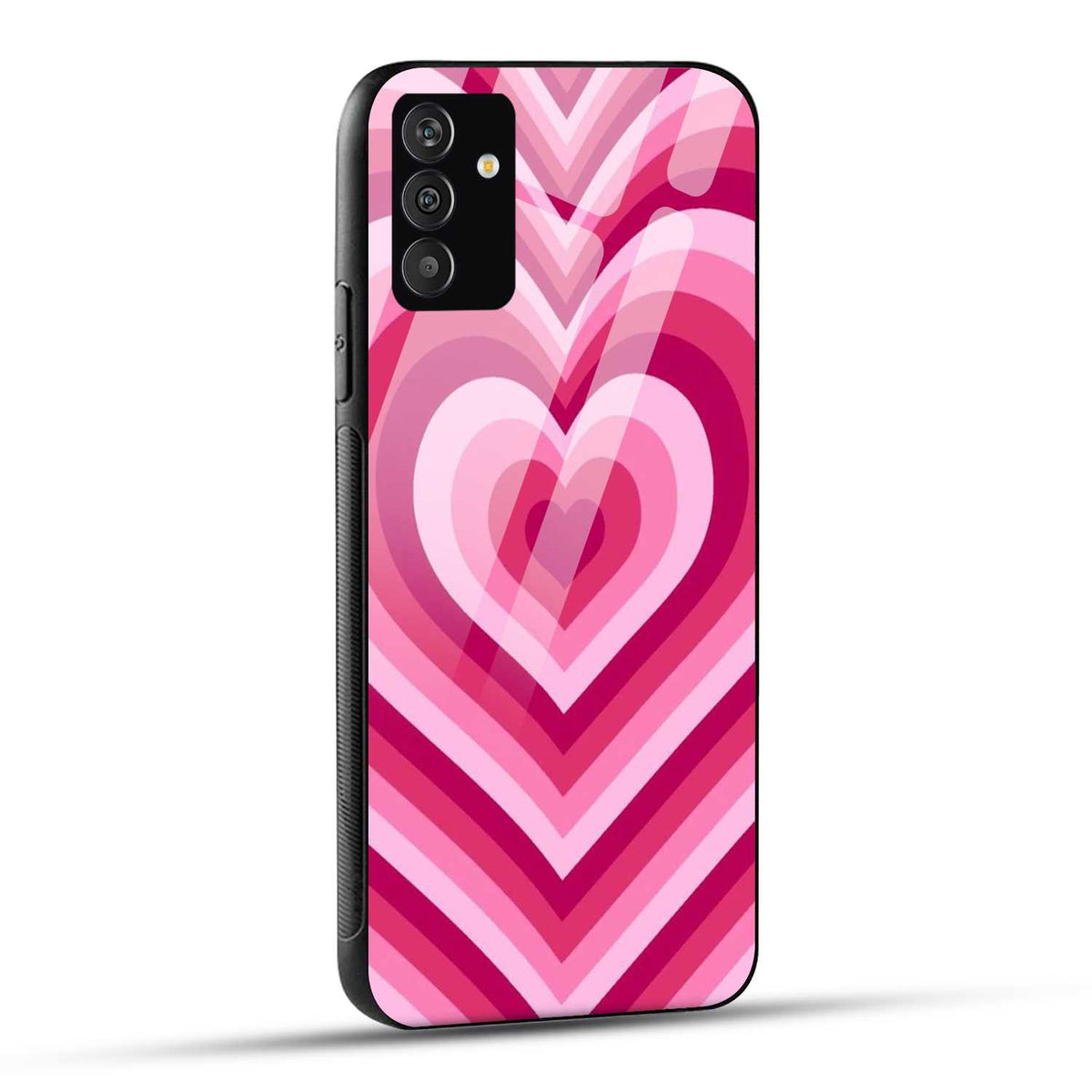 Samsung Galaxy F54 Back Cover Pink Love Hearts Printed Glass Case
