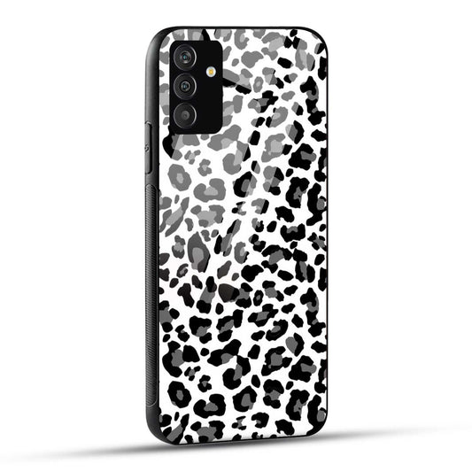 Samsung Galaxy F54 Back Cover Black And White Leopard Printed Glass Case