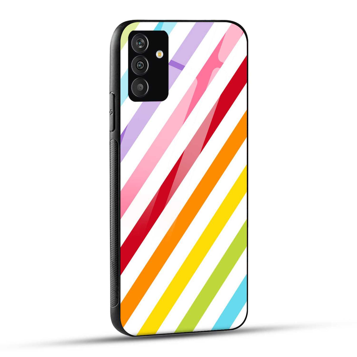 Samsung Galaxy F54 Back Cover Colorful Striped Printed Glass Case