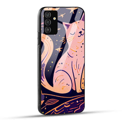 Samsung Galaxy A05s Back Cover Cat Being Grateful Art Printed Glass Case